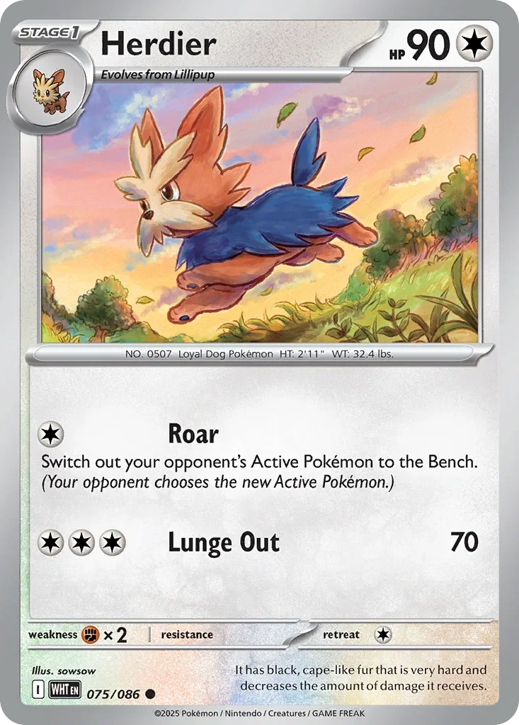 Herdier 75 Pokemon card from White Flare set