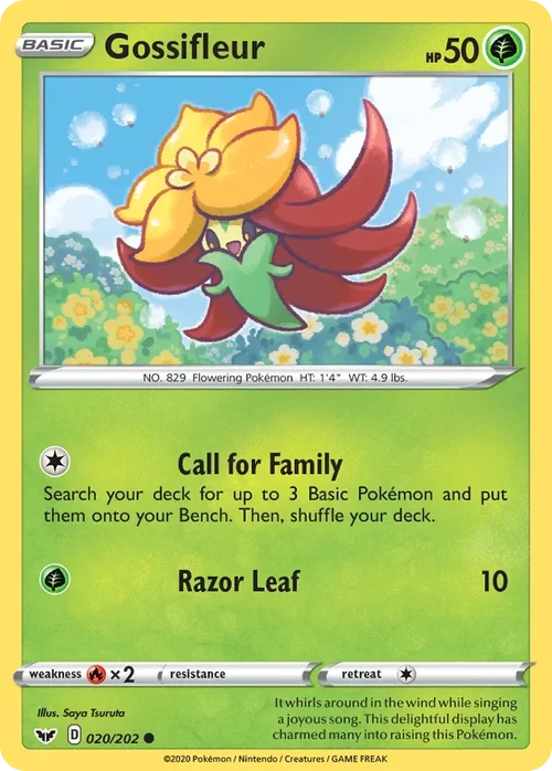 Gossifleur 20 Pokemon card from Sword & Shield set