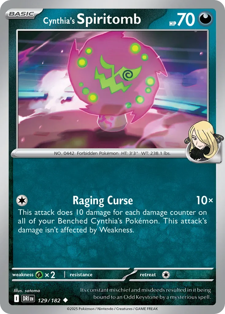 Cynthia's Spiritomb 129 Pokemon card from Destined Rivals set