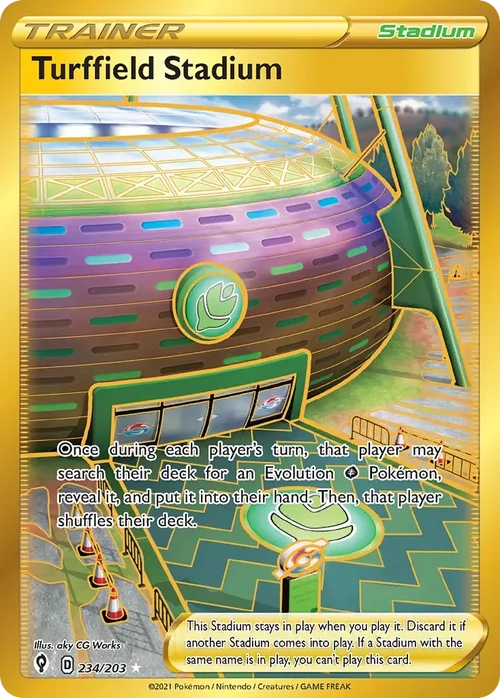 Turffield Stadium 234 Pokemon card from Evolving Skies set