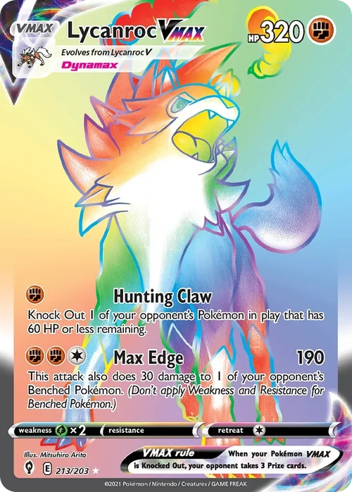 213/203 from Evolving Skies Rainbow Rare Pokemon Card