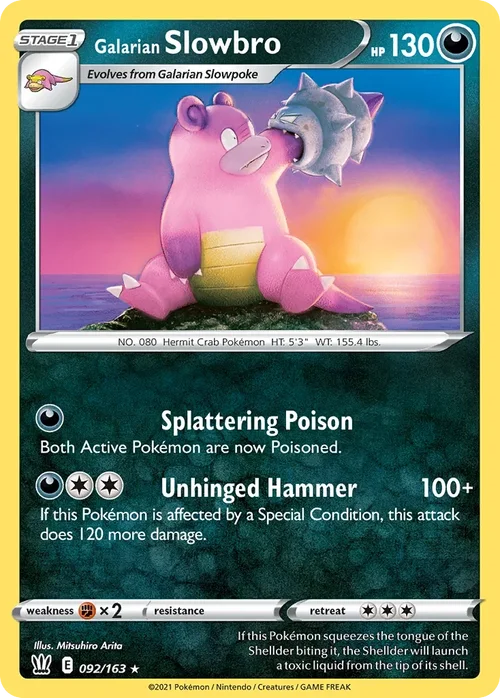 Galarian Slowbro 92 Pokemon card from Battle Styles set