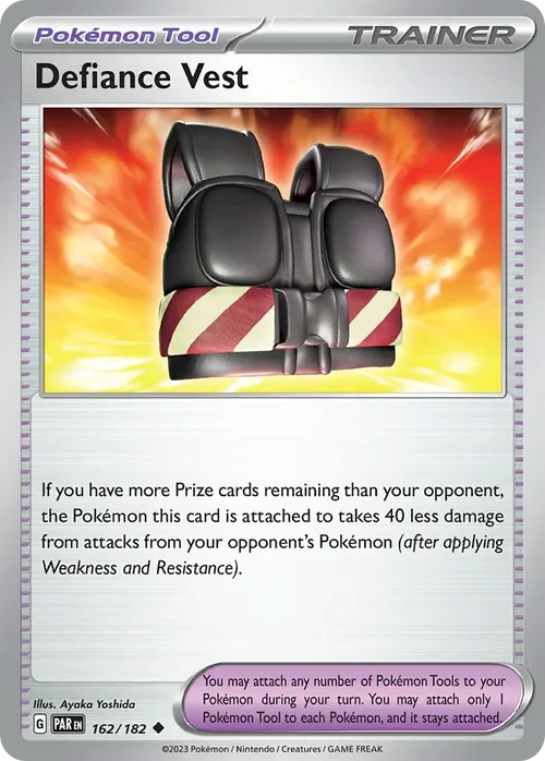 Defiance Vest 162 Pokemon card from Paradox Rift set