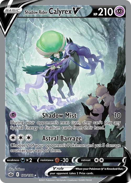 Shadow Rider Calyrex V 172 Pokemon card from Chilling Reign set
