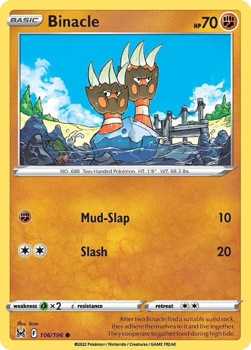 Binacle 106 Pokemon card from Lost Origin set