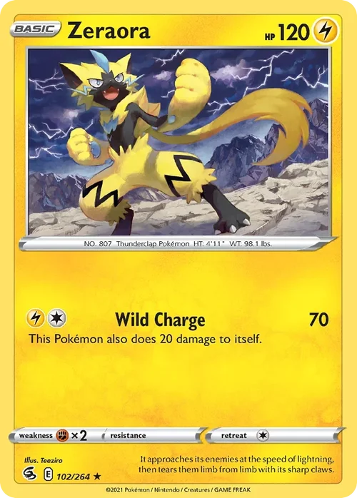 Zeraora 102 Pokemon card from Fusion Strike set