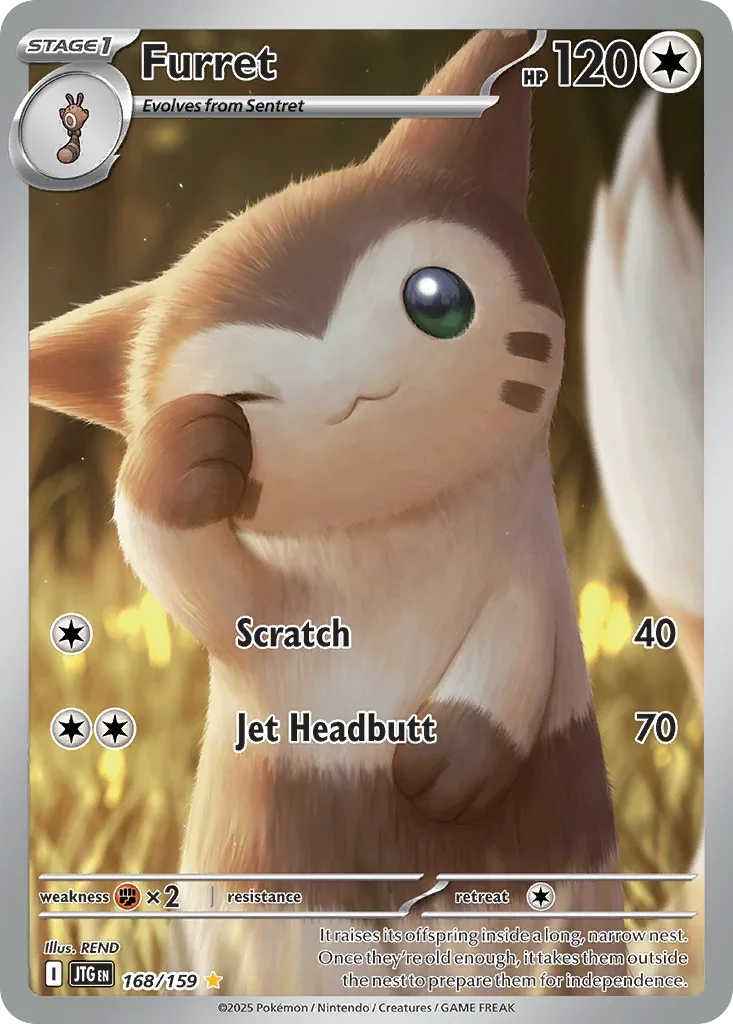 Furret 168 Pokémon card from JTG set