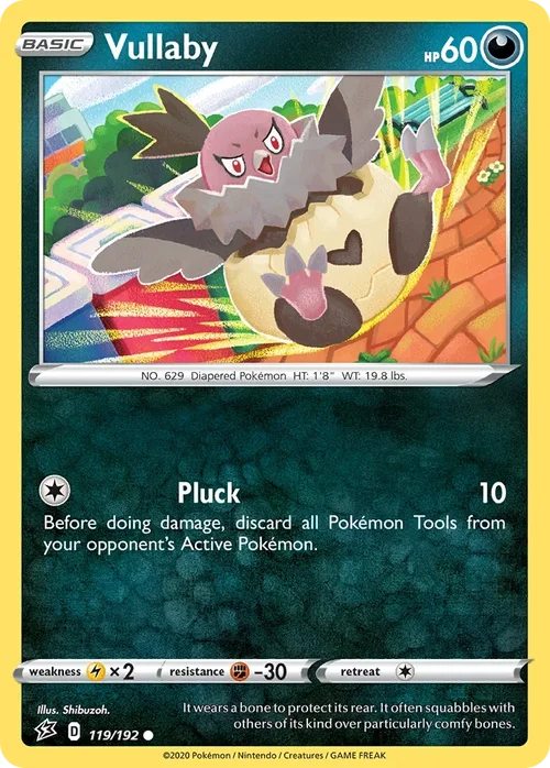 Vullaby 119 Pokemon card from Rebel Clash set