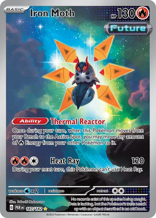 Iron Moth 187 Pokemon card from Paradox Rift set