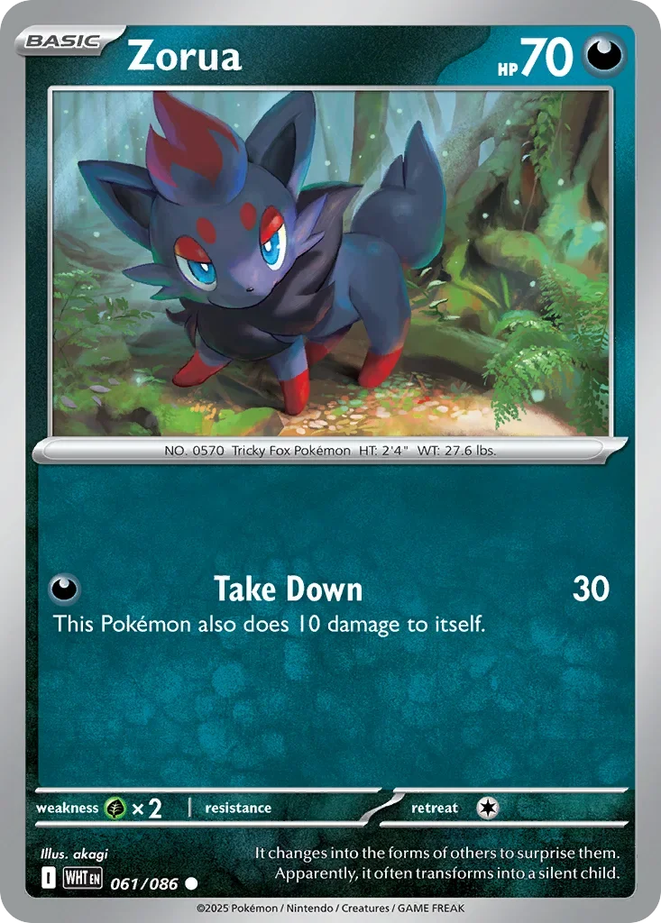 Zorua 61 Pokemon card from White Flare set