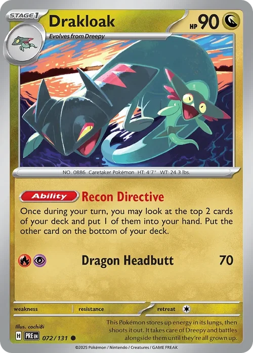 Drakloak 72 Pokemon card from Prismatic Evolutions set