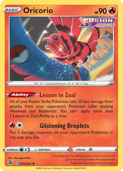 Oricorio 42 Pokemon card from Fusion Strike set