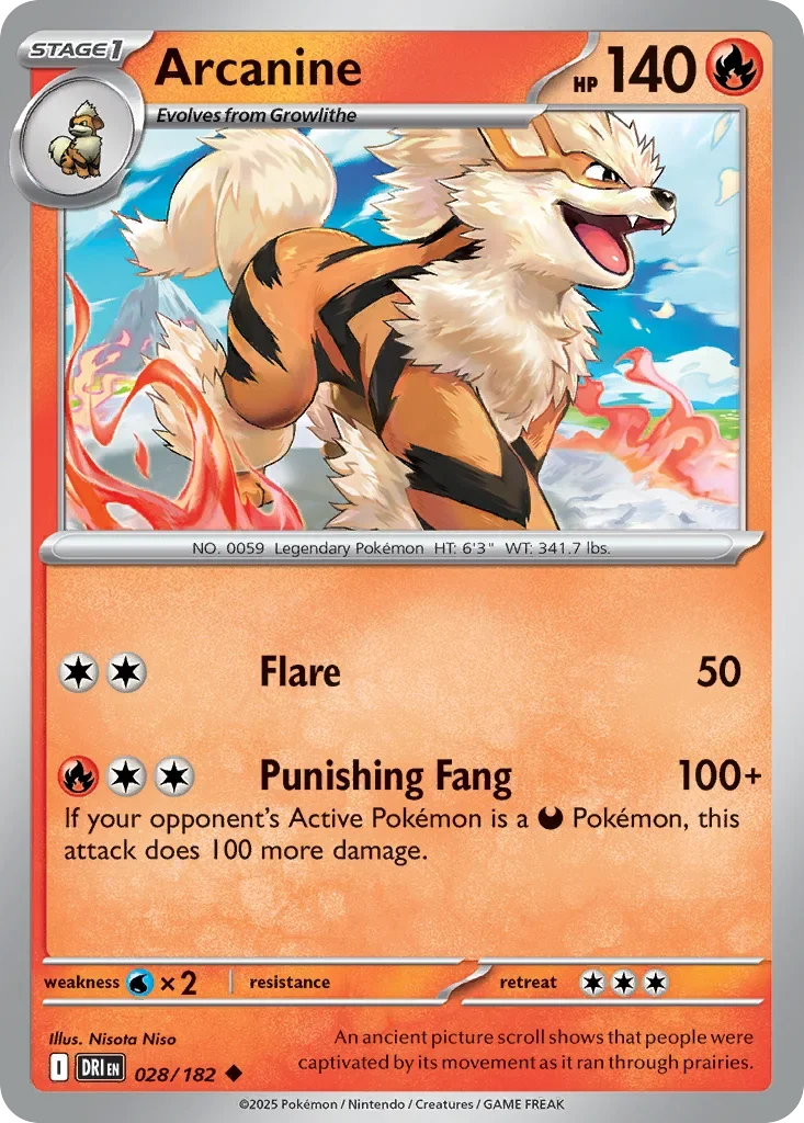 Arcanine 28 Pokemon card from Destined Rivals set