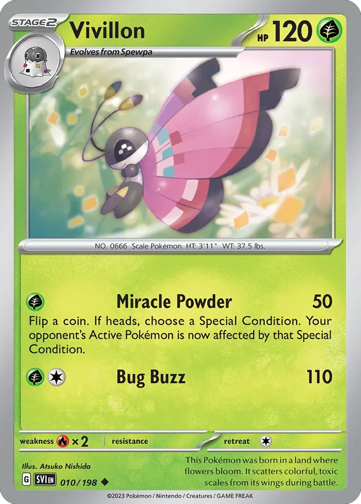 Vivillon 10 Pokemon card from Scarlet & Violet set