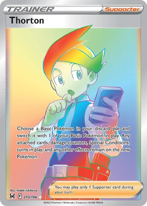 210/196 from Lost Origin Rainbow Rare Trainer Card