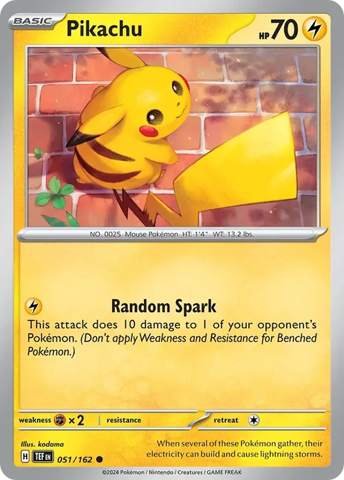 Pikachu 51 Pokemon card from Temporal Forces set