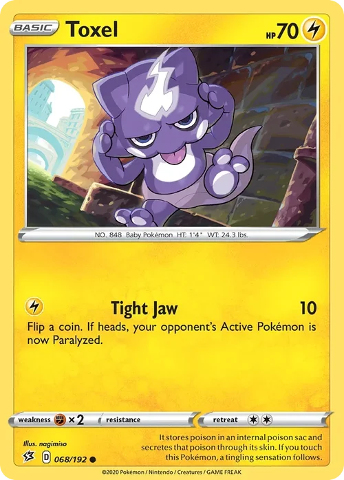 Toxel 68 Pokemon card from Rebel Clash set