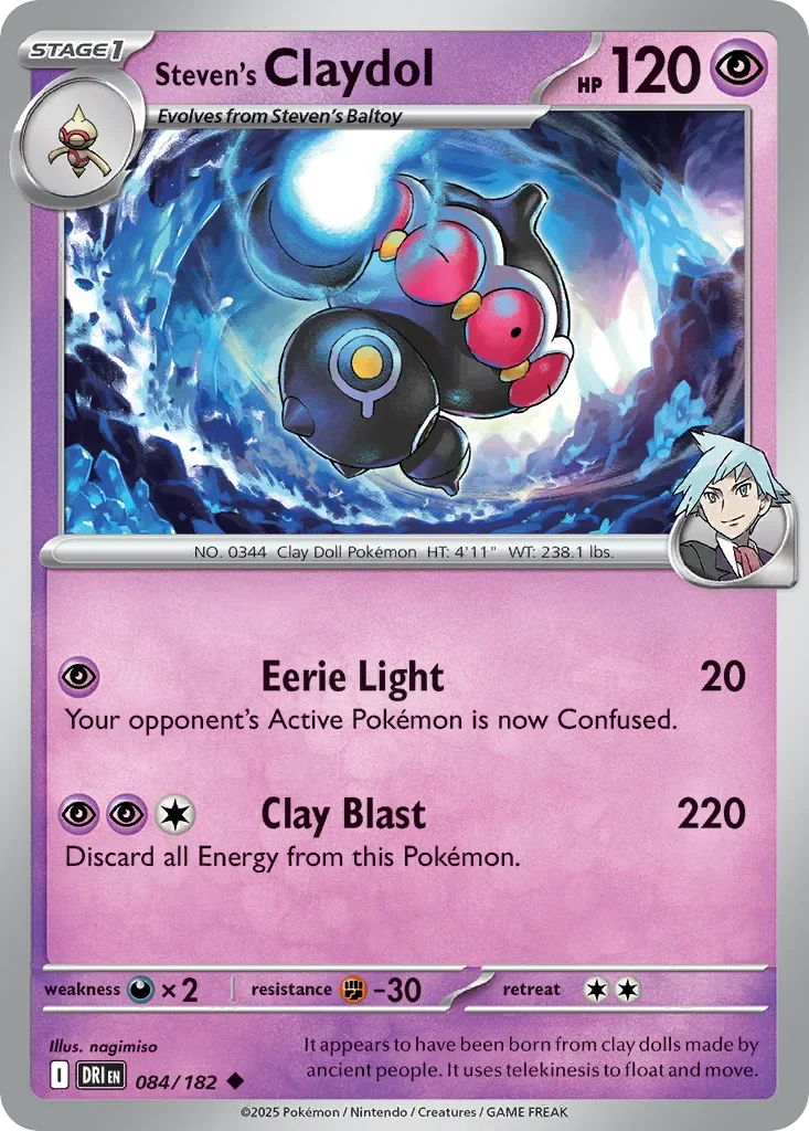 Steven's Claydol 84 Pokemon card from Destined Rivals set