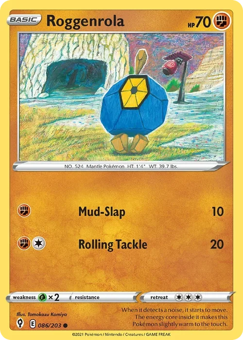 Roggenrola 86 Pokemon card from Evolving Skies set