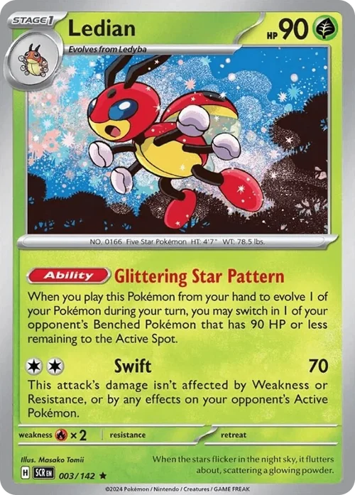 Ledian 3 Pokemon card from Stellar Crown set