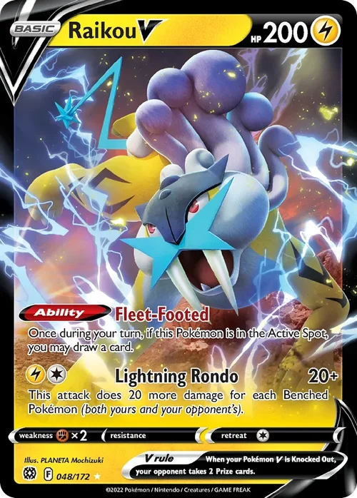 Raikou V 048 Pokemon card from Brilliant Stars set