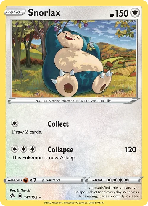 Snorlax 141 Pokemon card from Rebel Clash set