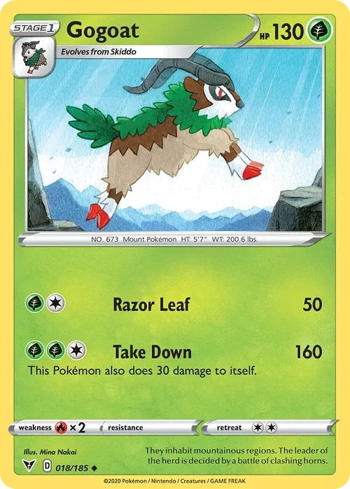 Gogoat 18 Pokemon card from Vivid Voltage set