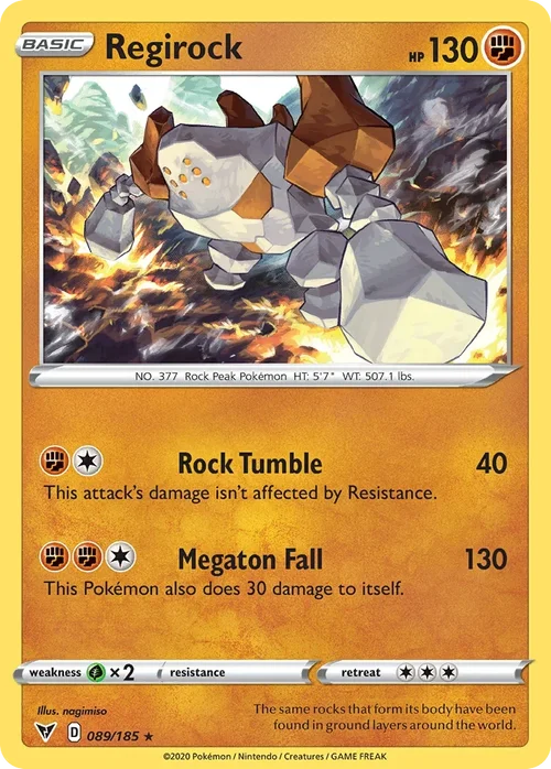 Regirock 89 Pokemon card from Vivid Voltage set