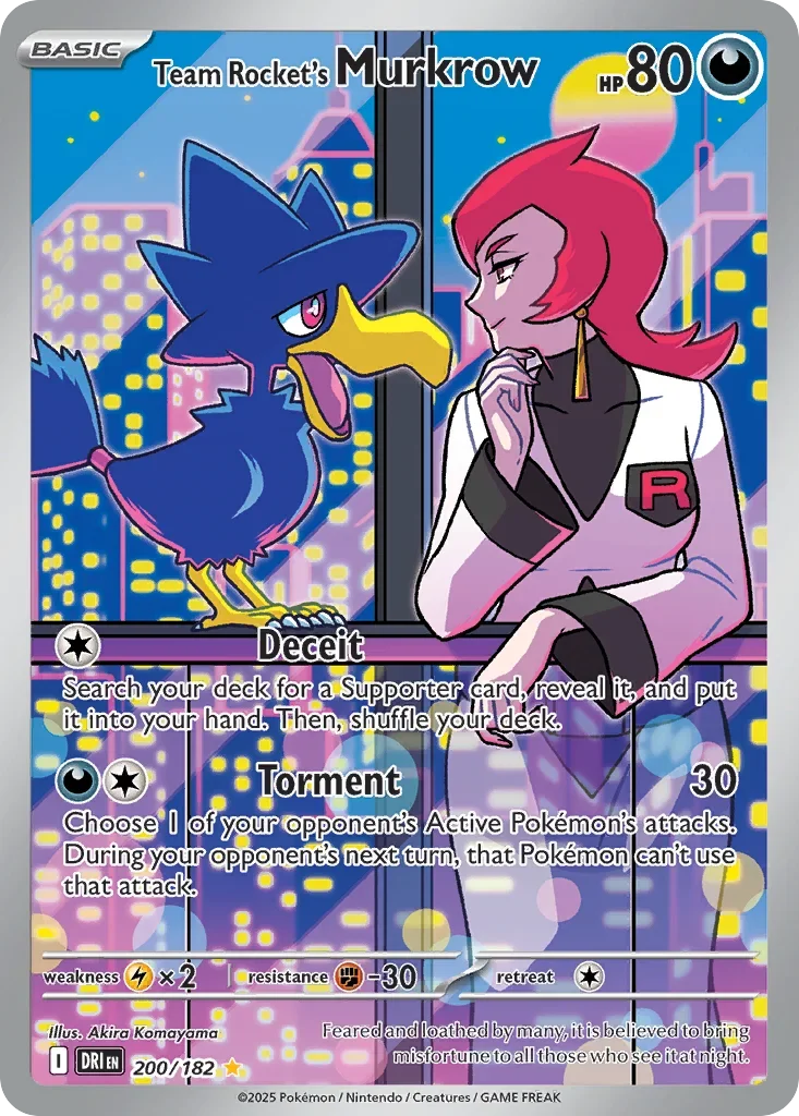 Team Rocket's Murkrow 200 Pokemon card from Destined Rivals set