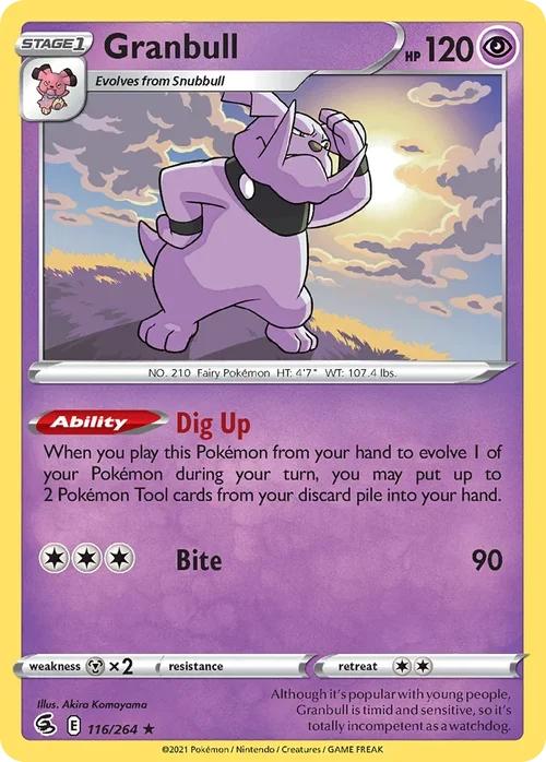 Granbull 116 Pokemon card from Fusion Strike set