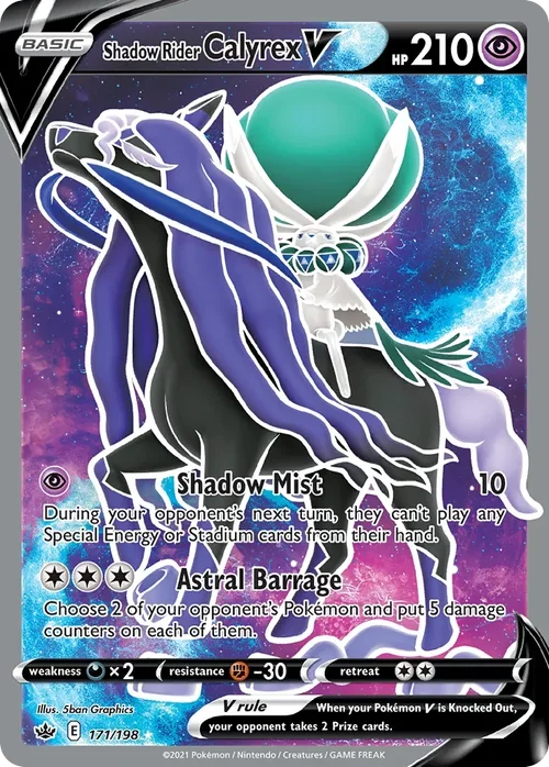 Shadow Rider Calyrex V 171 Pokemon card from Chilling Reign set