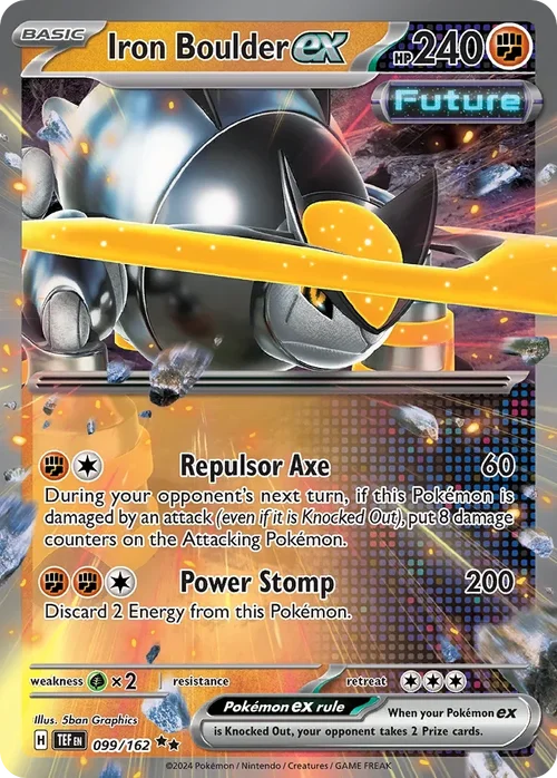 Iron Boulder ex 99 Pokemon card from Temporal Forces set
