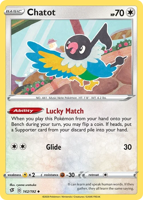 Chatot 142 Pokemon card from Rebel Clash set