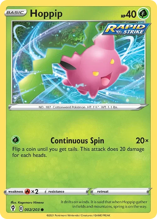Hoppip 2 Pokemon card from Evolving Skies set