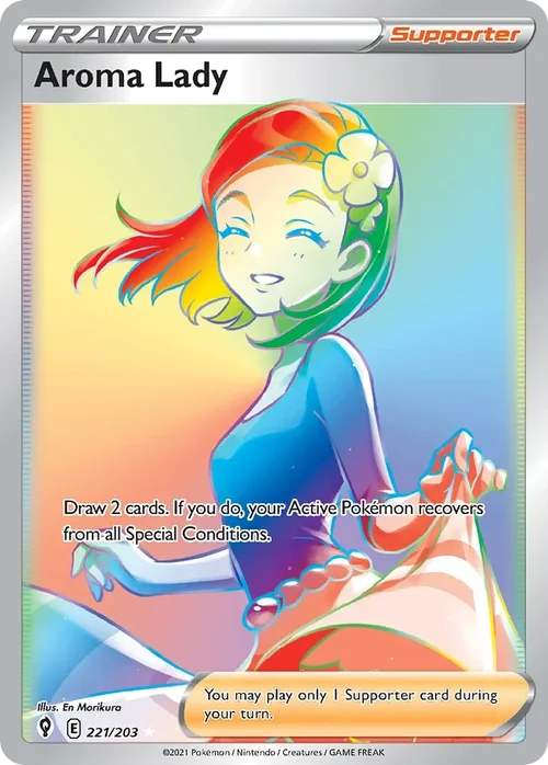 Aroma Lady 221 Pokemon card from Evolving Skies set