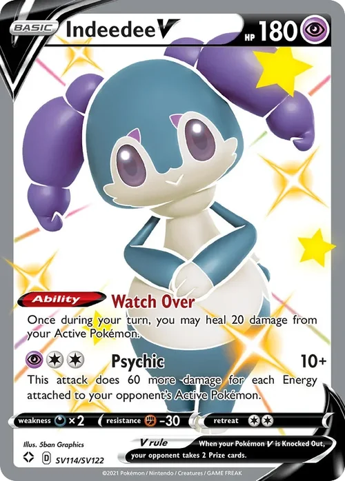 Indeedee V SV114 Pokemon card from Shining Fates set