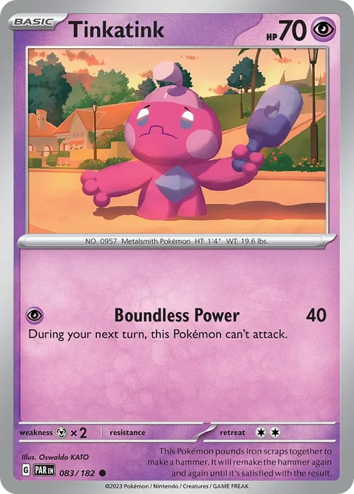 Tinkatink 83 Pokemon card from Paradox Rift set