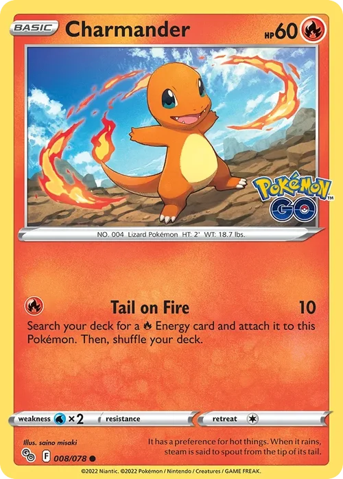 Charmander 8 Pokemon card from Pokemon GO set