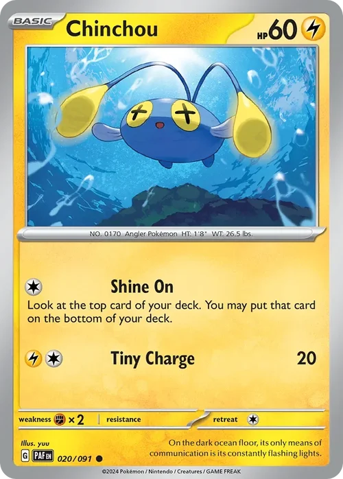 Chinchou 20 Pokemon card from Paldean Fates set