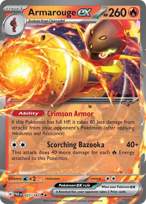 Armarouge ex 27 Pokemon card from Paradox Rift set