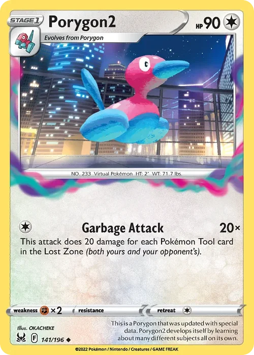 Porygon2 141 Pokemon card from Lost Origin set
