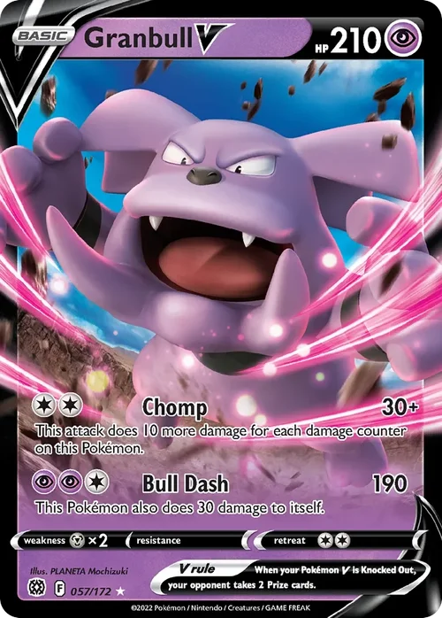 Granbull V 057 Pokemon card from Brilliant Stars set