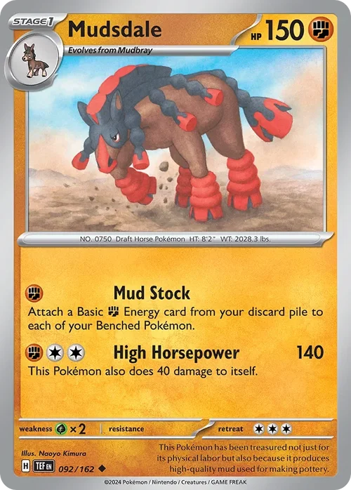 Mudsdale 92 Pokemon card from Temporal Forces set