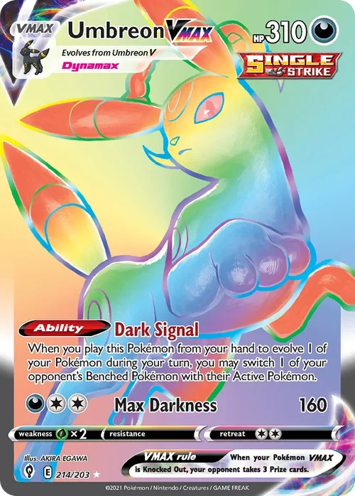 Umbreon VMAX 214 Pokemon card from Evolving Skies set