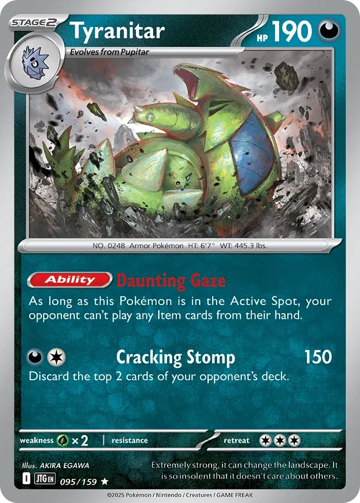 Tyranitar 95 Pokémon card from JTG set