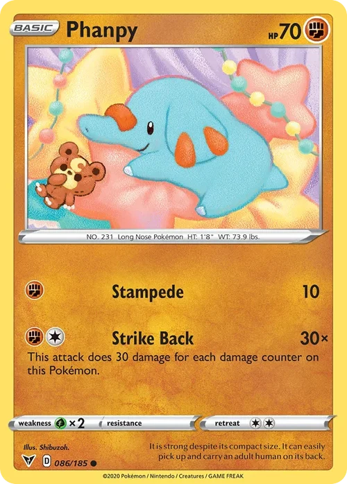 Phanpy 86 Pokemon card from Vivid Voltage set