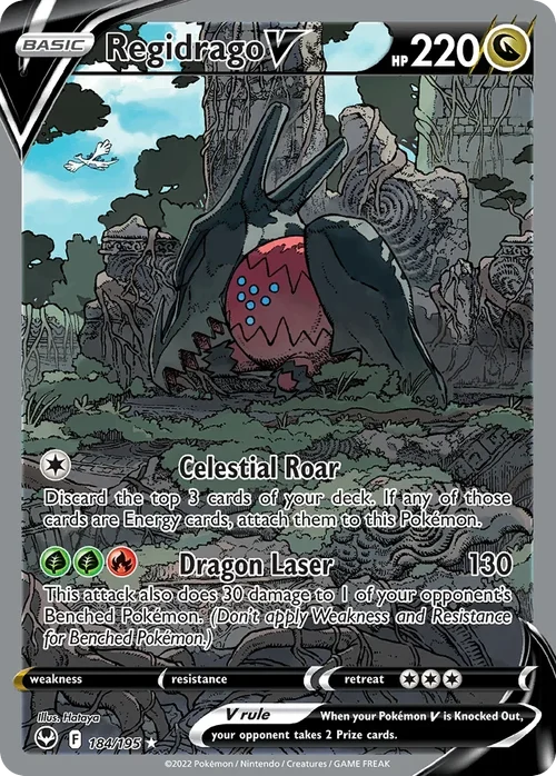 Regidrago V 184 Pokemon card from Silver Tempest set