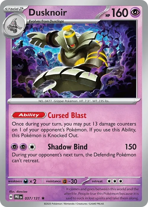 Dusknoir 37 Pokemon card from Prismatic Evolutions set