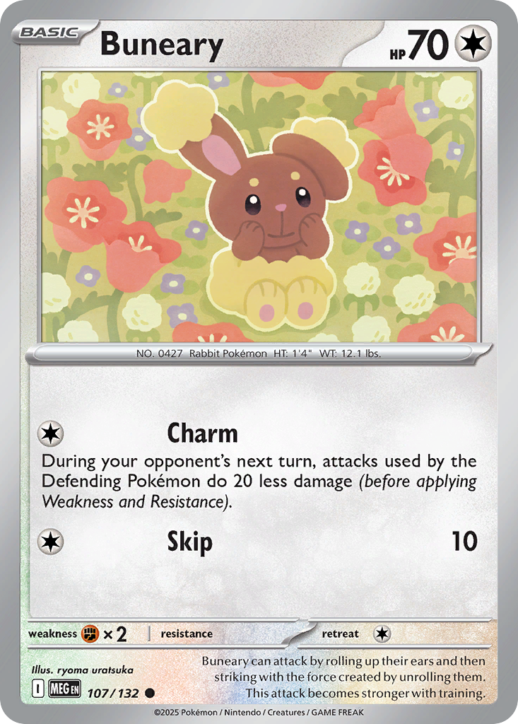 Buneary 107 Pokemon card from Mega Evolution set