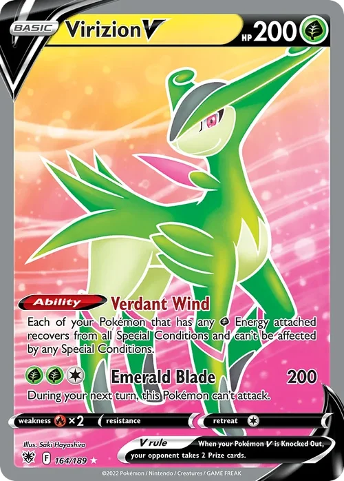Virizion V 164 Pokémon card from Astral Radiance set